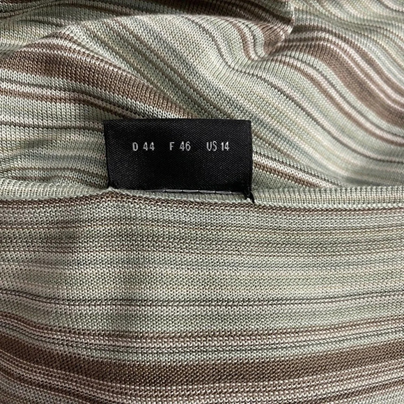 Akris Sweater Tank Top Blouse Shell Sleeveless Knit Stripe Green‎ Brown Size 14 - Picture 9 of 10